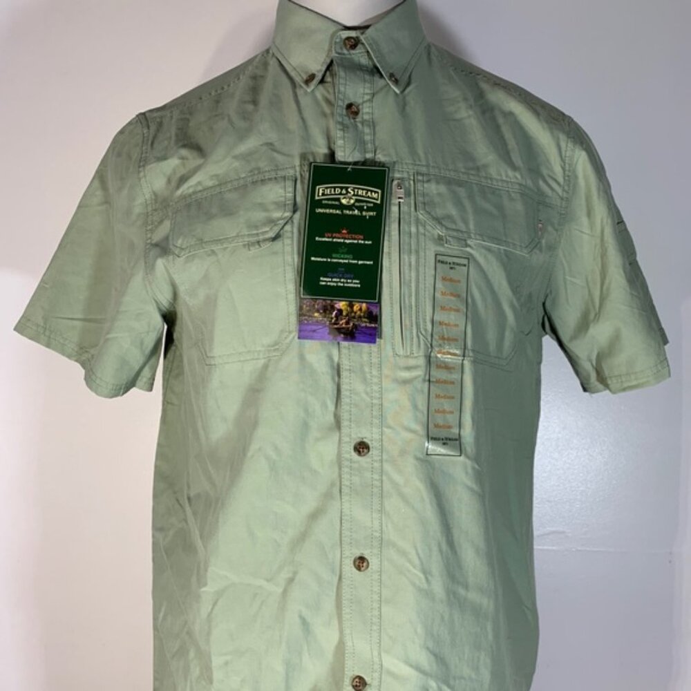 Nwt Field & Stream Green Button-Up Shirt Size M C… - image 5